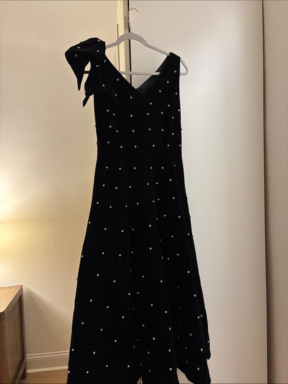 Beulah Black One-Shoulder Pearl-Studded Evening Gown